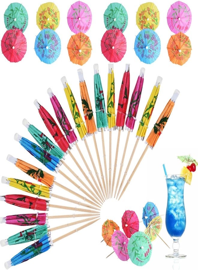 Haundry Cocktail Umbrella Picks, 50-Pack Drink Umbrella Toothpicks, Colorful Paper Cupcake Toppers for Luau Party Sandwich Fruit, Wooden Cocktail Picks for Tropical Hawaiian Tiki Party Decoration - Image 1